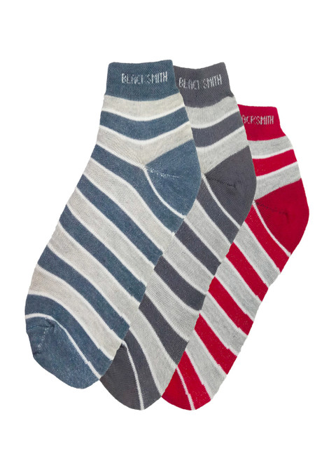 

Blacksmith Men Pack Of 3 Assorted Pure Cotton Ankle-Length Socks