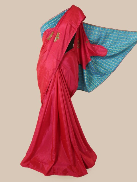 

Pothys Pink Solid Art Silk Saree