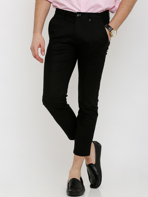 

Rex Straut Jeans Men Black Solid Slim Fit Cropped Trousers