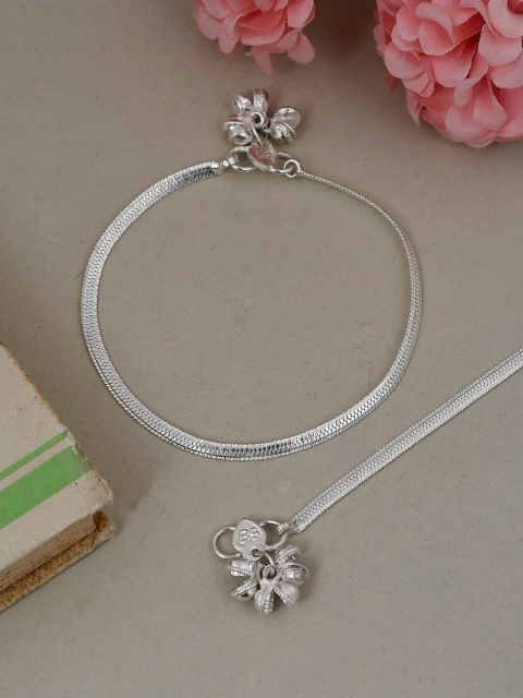 

Silvermerc Designs Set Of 2 Silver-Plated Chain Anklets
