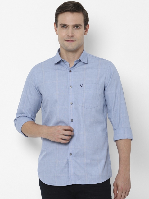 

Allen Solly Men Blue Pure Cotton Slim Fit Checked Casual Shirt