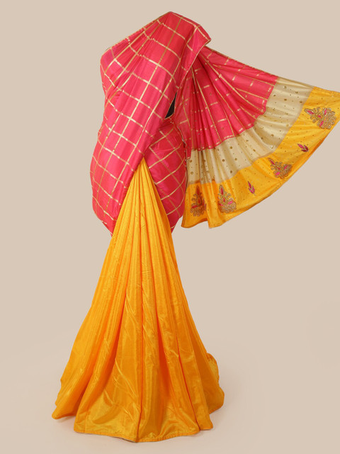 

Pothys Yellow Checked Saree