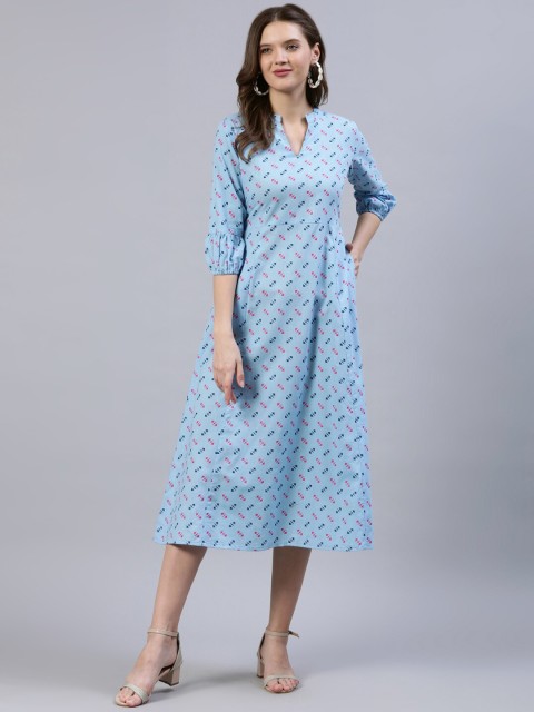 

Nayo Blue A-Line Midi Dress