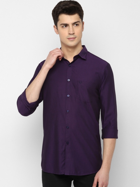 

Allen Solly Men Aubergine Slim Fit Geometric Print Cotton Casual Shirt, Purple