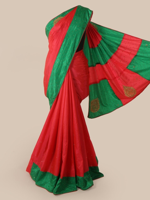 

Pothys Red & Green Art Silk Embellished Saree