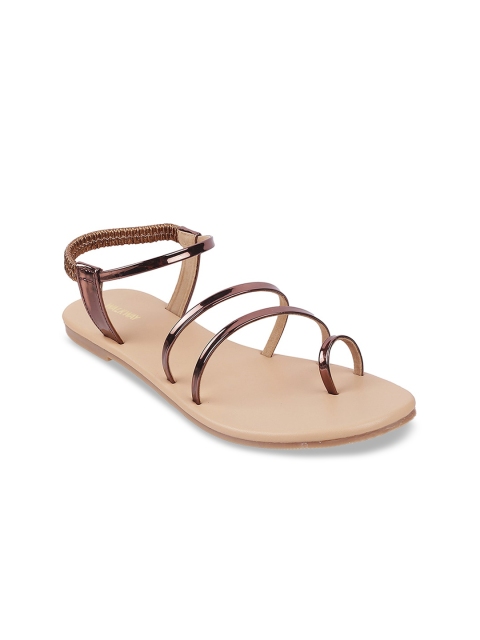 

WALKWAY by Metro Women Brown Patent Finish One Toe Flats