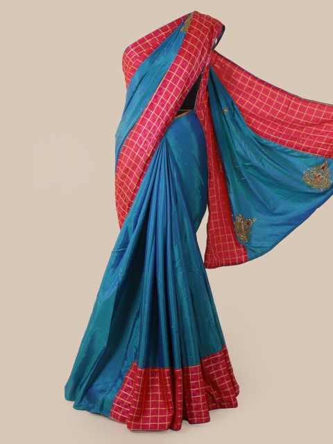 

Pothys Blue Solid Art Silk Saree