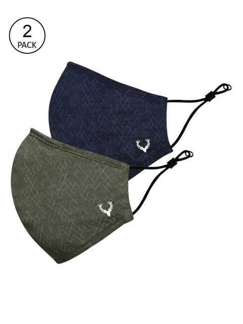 

Allen Solly Men Pack Of 2 3-Ply Reusable Pure Cotton Outdoor Masks, Blue