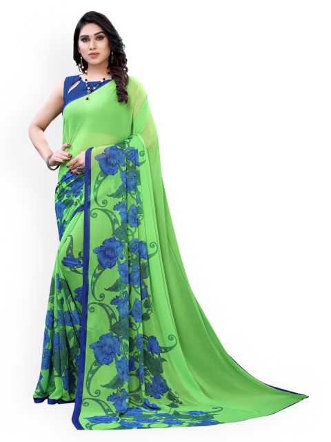 

KALINI Green & Blue Poly Chiffon Printed Saree