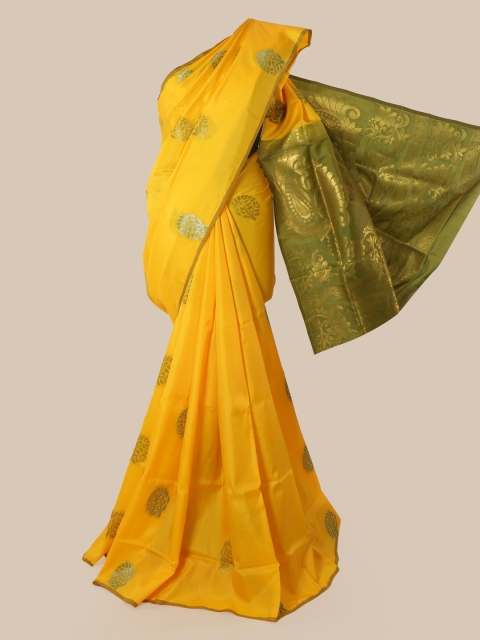 

Pothys Yellow & Green Pure Silk Woven Design Kanjeevaram Saree