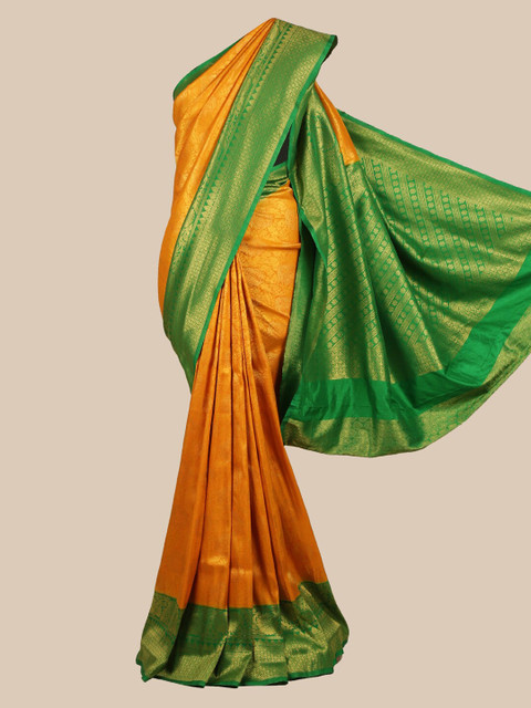 

Pothys Mustard Yellow & Green Art Silk Woven Design Banarasi Saree