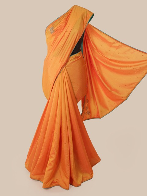 

Pothys Orange & Blue Art Silk Embellished Saree