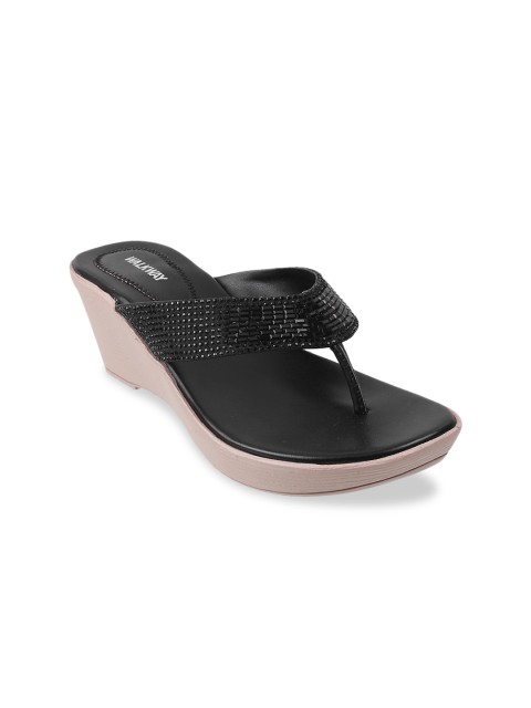

WALKWAY Women Black Embellished Wedges