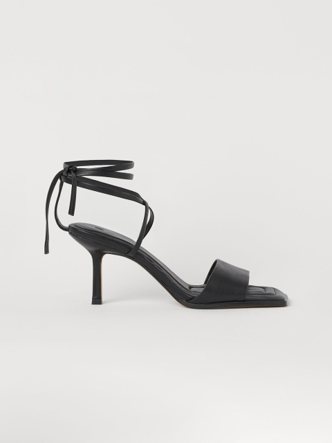 

H&M Women Black Tie-Strap Sandals