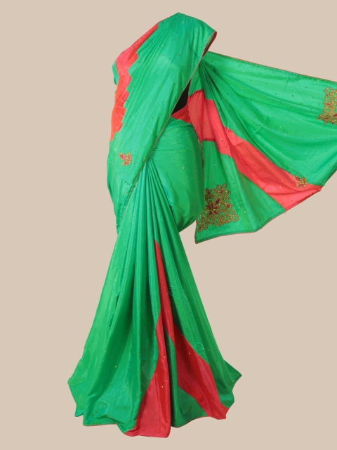 

Pothys Green Embellished Art Silk Saree