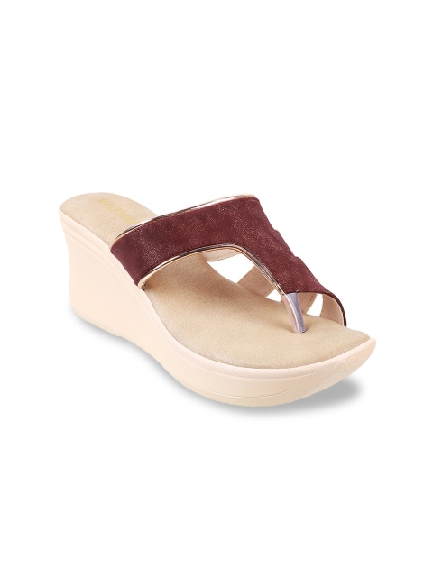 

WALKWAY Women Rust Brown Glossy Finish Cut Out Detail Wedges