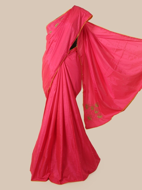 

Pothys Pink & Gold-Toned Art Silk Embellished Saree