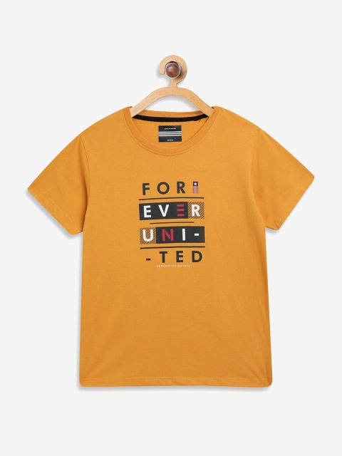 

Octave Boys Mustard Printed Round Neck Cotton Pure Cotton T-shirt