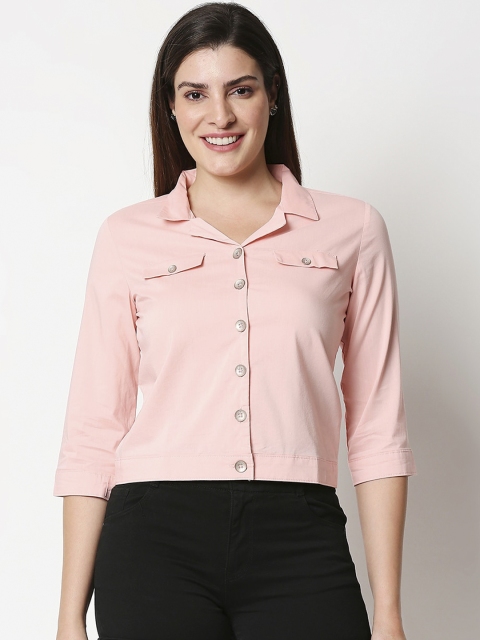 

Kraus Jeans Women Peach-Coloured Regular Fit Solid Casual Shirt