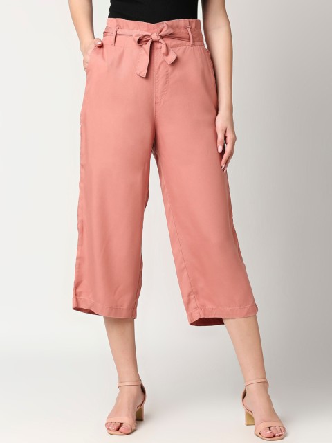

Kraus Jeans Women Pink Loose Fit High-Rise Culottes Trousers