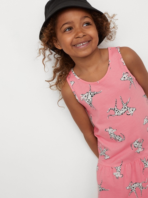 

H&M Girls Pink & White Patterned Jersey Dress