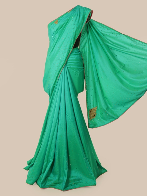 

Pothys Sea Green Solid Art Silk Saree