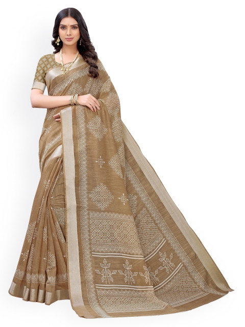 

KALINI Beige Printed Polycotton Saree