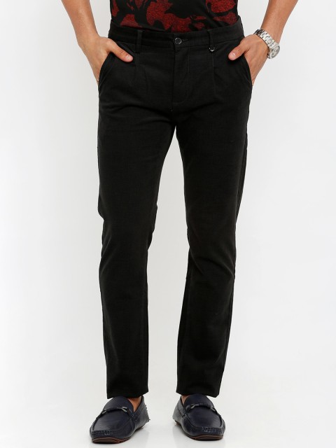 

Rex Straut Jeans Men Black Solid Slim Fit Mid-Rise Chinos