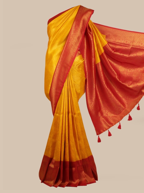 

Pothys Mustard & Red Art Silk Woven Design Banarasi Saree