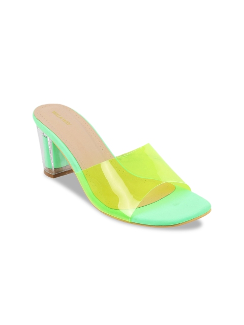 

WALKWAY Women Lime Green Translucent Block Heels