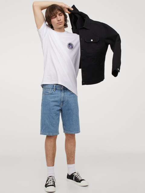 

H&M Men Blue Solid Regular Denim Shorts