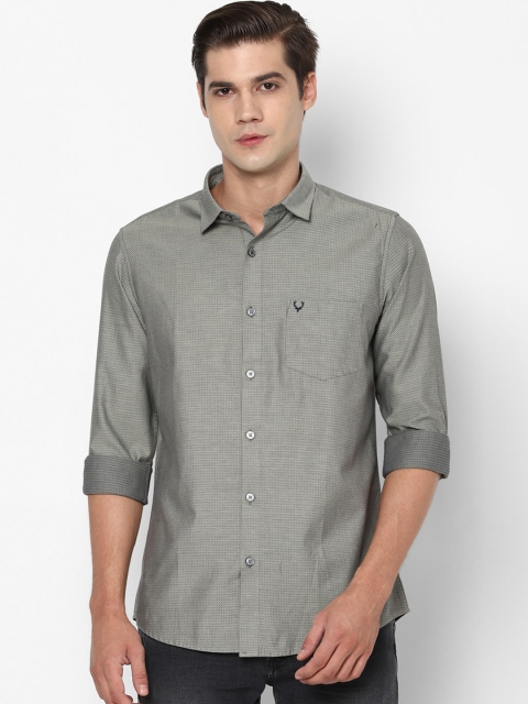 

Allen Solly Men Grey Pure Cotton Slim Fit Printed Casual Shirt