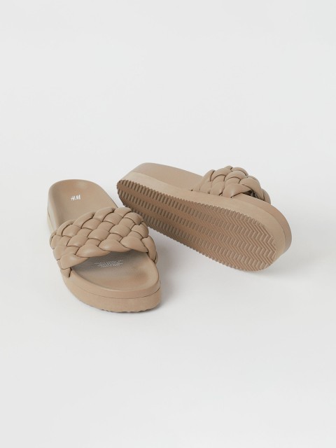 

H&M Women Beige Braided Slides