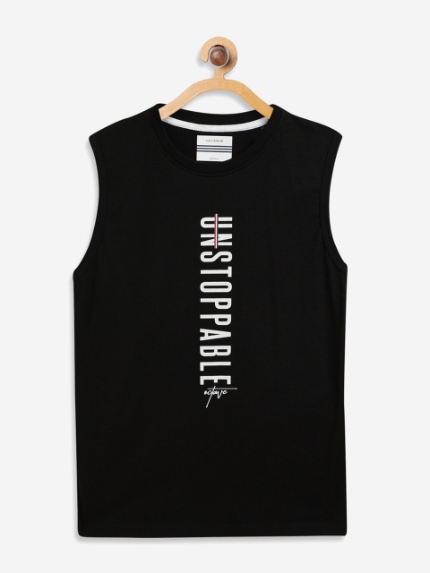 

Octave Boys Black Printed Round Neck Cotton T-shirt