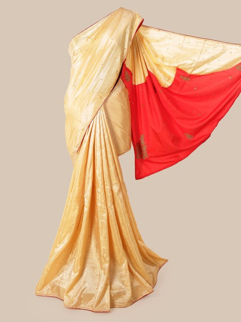 

Pothys Cream-Coloured Embellished Art Silk Saree