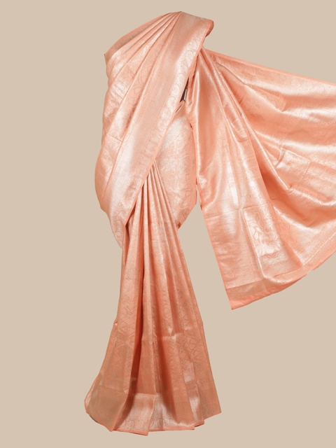 

Pothys Pink & Silver-Toned Art Silk Woven Design Saree