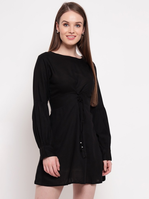 

Aawari Women Black Solid Fit & Flare Dress