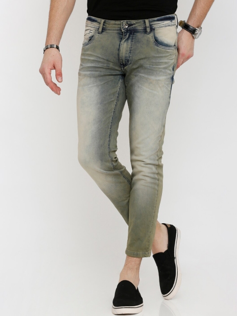 

Rex Straut Jeans Men Green Slim Fit Heavy Fade Cropped Jeans