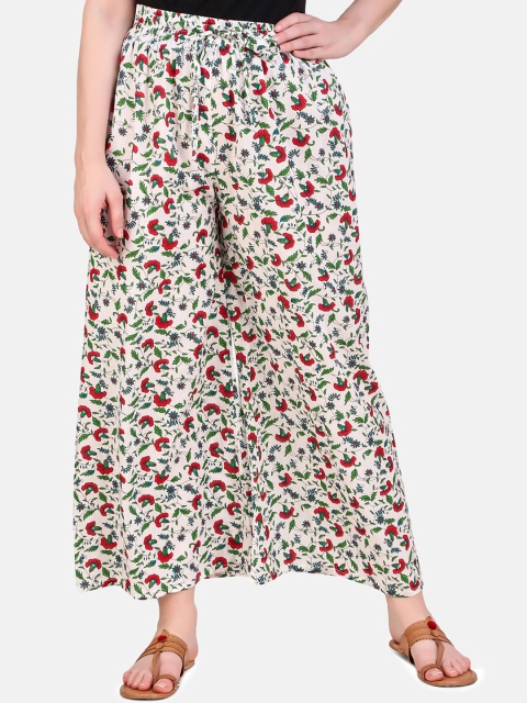 

Aawari Women White & Red Regular Fit Printed Parallel Trousers