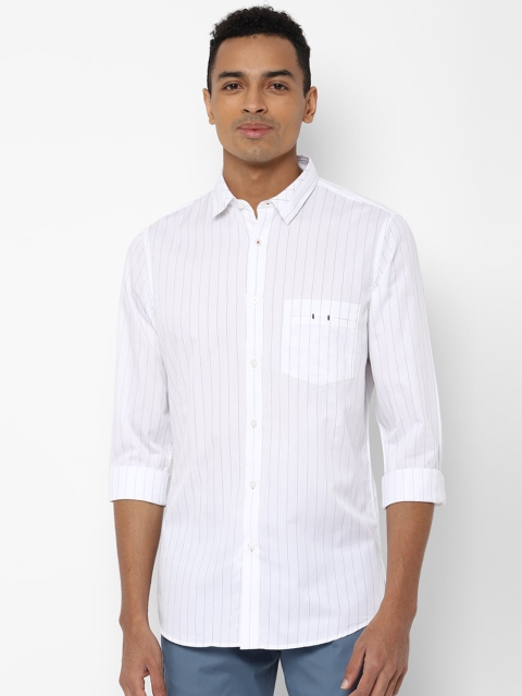 

Allen Solly Men White Regular Fit Striped Casual Shirt