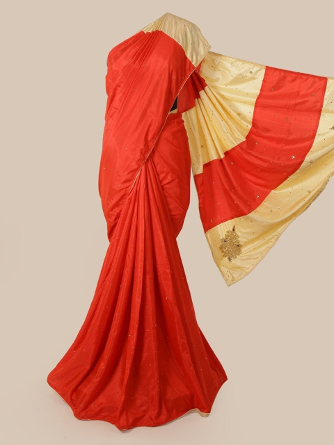 

Pothys Red Embellished Art Silk Saree