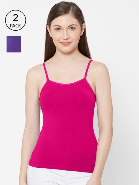 

Juliet Women Pack Of 2 Solid Non-Padded Camisoles, Pink