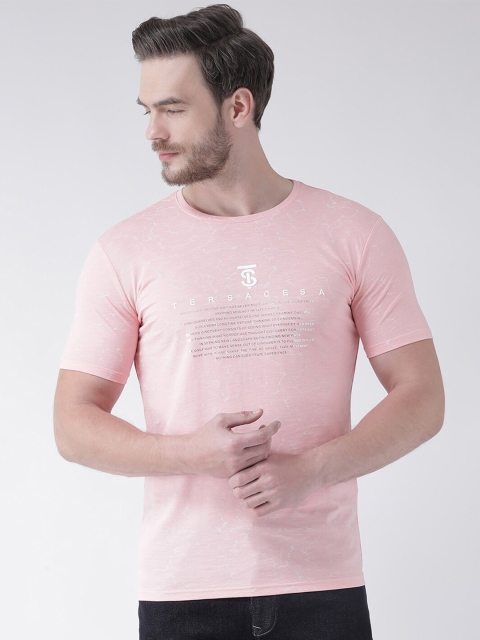 

Rex Straut Jeans Men Pink Printed Round Neck T-shirt
