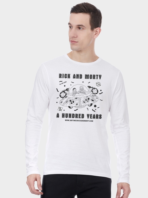 

Free Authority Men White Rick Morty Printed Round Neck Pure Cotton T-shirt