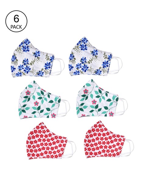 

Clasiko Unisex Pack Of 6 Printed 2-Ply Reusable Cotton Cloth Masks, White