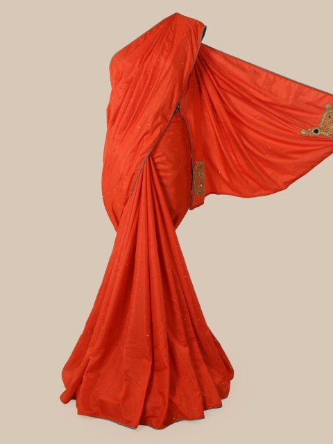 

Pothys Orange Embellished Art Silk Saree