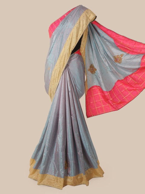 

Pothys Grey Embellished Art Silk Saree