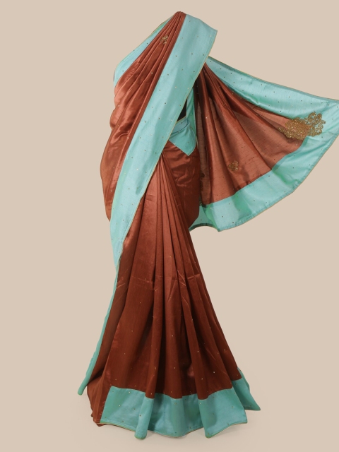 

Pothys Brown & Blue Art Silk Embellished Saree