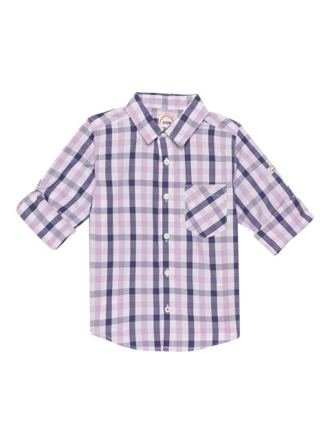 

ZION Boys Purple & White Regular Fit Checked Casual Shirt