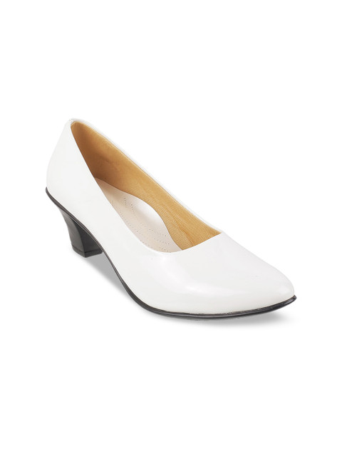 

WALKWAY Women Off-White Solid Formal Pumps with Glossy Finish